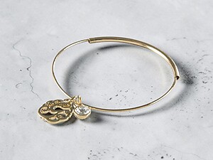 Goldtone Adjustable Bangle Initial 