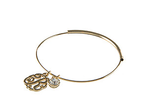 Goldtone Adjustable Bangle Initial 