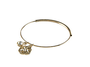 Goldtone Adjustable Bangle Initial 