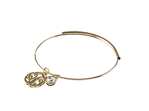 Goldtone Adjustable Bangle Initial 