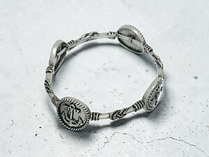 Anchor & Compass Burnished Silvertone Stretch Bracelet