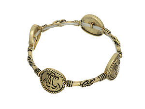 Anchor & Compass Burnished Goldtone Stretch Bracelet