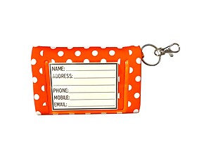 Orange with White Neoprene Zippered Student ID Case with Key Ring