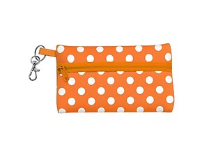 Orange with White Neoprene Zippered Student ID Case with Key Ring