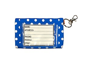 Royal Blue and Orange Neoprene Zippered Student ID Case with Key Ring
