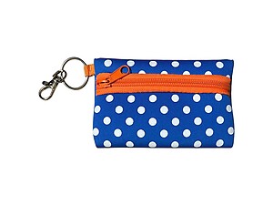 Royal Blue and Orange Neoprene Zippered Student ID Case with Key Ring