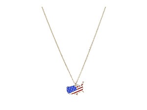 Silvertone American Flag on America Necklace