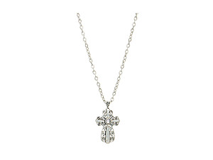 Silvertone Filigree Cross Pendant Necklace