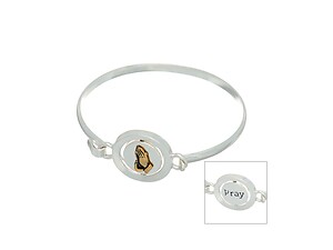 Silvertone Praying Hands Disk Bracelet