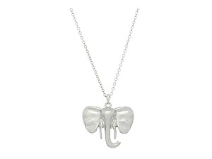 Silvertone Textured Elephant Head Necklace