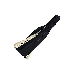 Black Stretch Headband Hair Accessory with Ivory Crochet Rim