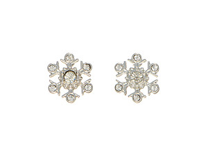 Silvertone Snowflake Decor Accented Post Earrings