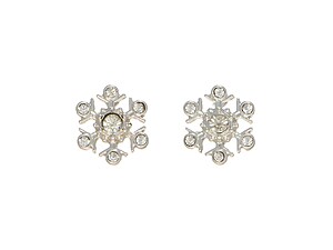 Silvertone Snowflake Decor Accented Post Earrings