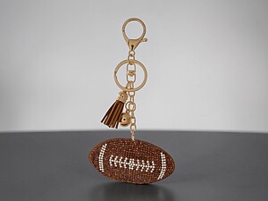 Football Tassel Bling Faux Suede Stuffed Pillow Key Chain Handbag Charm