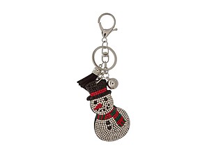 Snowman Tassel Bling Faux Suede Stuffed Pillow Key Chain Handbag Charm