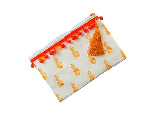 Canvas Print Carry All Pouch Bag Accessory w/ Tassel