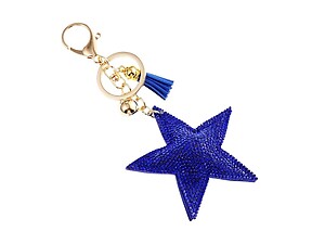 Blue Star Faux Suede Tassel Stuffed Pillow Key Chain Handbag Charm