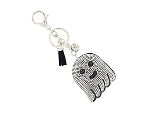 Puffer Ghost Tassel Bling Faux Suede Stuffed Pillow Key Chain Handbag Charm