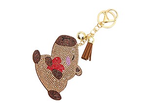 Capybara Tassel Bling Faux Suede Stuffed Pillow Key Chain Handbag Charm