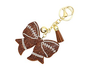 Football Sports Ball Bow Tassel Bling Faux Suede Stuffed Pillow Key Chain
