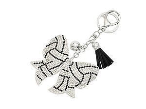 Volleyball Sports Ball Bow Tassel Bling Faux Suede Stuffed Pillow Key Chain