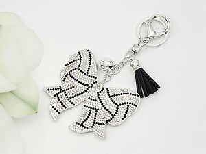 Volleyball Sports Ball Bow Tassel Bling Faux Suede Stuffed Pillow Key Chain