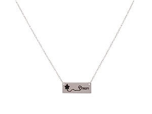 Worn Silver Tone Bar Stamped 