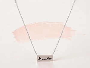Worn Silver Tone Bar Stamped 