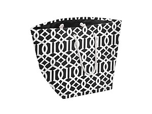 Black Canvas Trellis Jumbo Man-made Beach Tote / Hamper Straw Tote