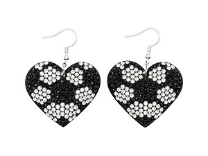 Soccer Heart Rhinestone Bling Faux Suede Stuffed Pillow Drop Earrings