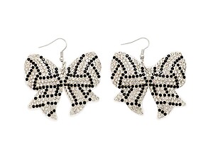 Volleyball Bow Rhinestone Bling Faux Suede Stuffed Pillow Drop Earrings