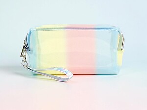 Iridescent Glitter Clear Travel Pouch With Wristlet