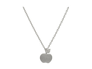 Silvertone Dainty Metal Apple Pendant Necklace