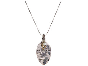 Inspirational Theme Spoon Burnished Metal Pendant Long Necklace