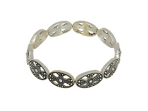 Silvertone Antique Inspired Stretch Bracelet