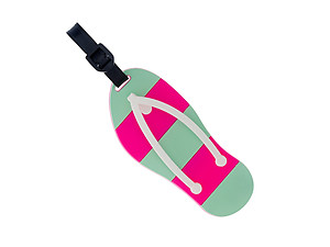 Pink & Green Flip Flop ~ Travel Suitcase ID Luggage Tag and Suitcase Label