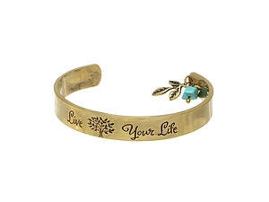 Worn Goldtone Live Your Life Bracelet