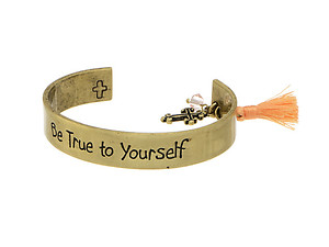 Be True to Yourself Goldtone Message Cuff Style Bracelet