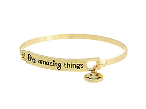 Goldtone Do Amazing Things Hook Style Bangle Bracelet