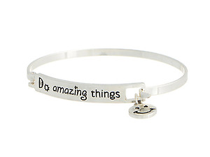 Silvertone Do Amazing Things Hook Style Bangle Bracelet