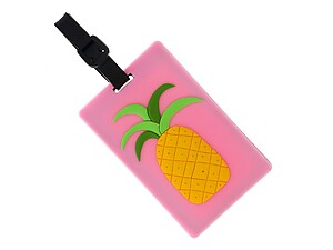 Travel Suitcase ID Luggage Tag and Suitcase Label - Yellow Pineapple on Pink