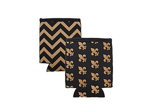 Gold Fleur De Lis Reversible Neoprene Coozie