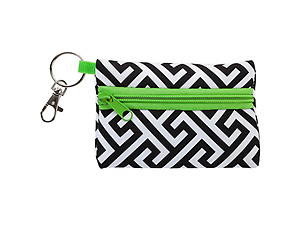 Neoprene Zippered Student ID Case with Key Ring (Greek Lime)
