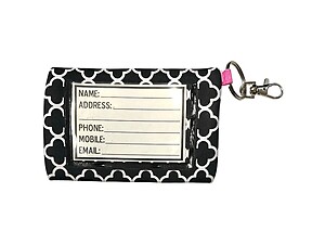 Clover Pink Neoprene Zippered Student ID Case with Key Ring