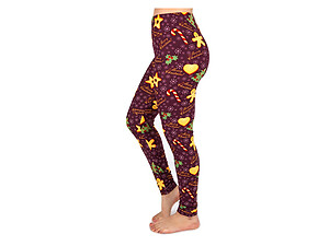 Christmas Print Peach Skin Women's Full Length Patterned Fashion Leggings