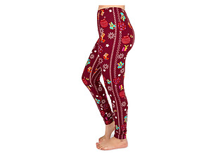 Christmas Print Peach Skin Women's Full Length Patterned Fashion Leggings