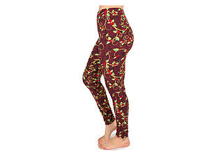 Christmas Print Peach Skin Women's Full Length Patterned Fashion Leggings