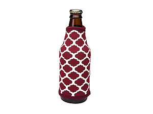 Maroon and White Insulated Neoprene Bottle Koozie