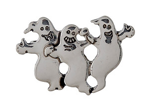Burnished Silvertone Three Ghosts Halloween Pin & Brooch