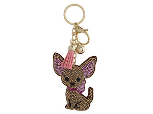 Chihuahua Faux Suede Tassel Stuffed Pillow Key Chain Handbag Charm